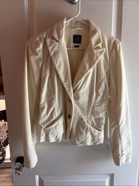 Armani Exchange Cream Two-Button Notched Lapel Blazer